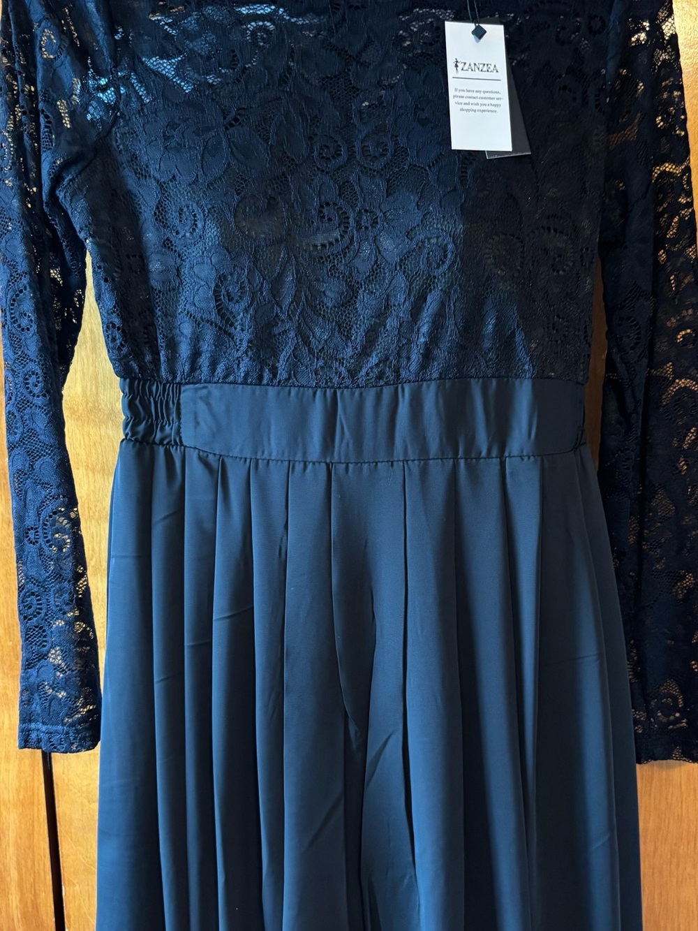 Zanzea Black Lace Dress with Sheer Crochet Detail